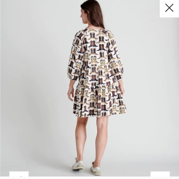 Pink Chicken Cream Mini Dress with Brown Boot Print - Picture 7 of 10